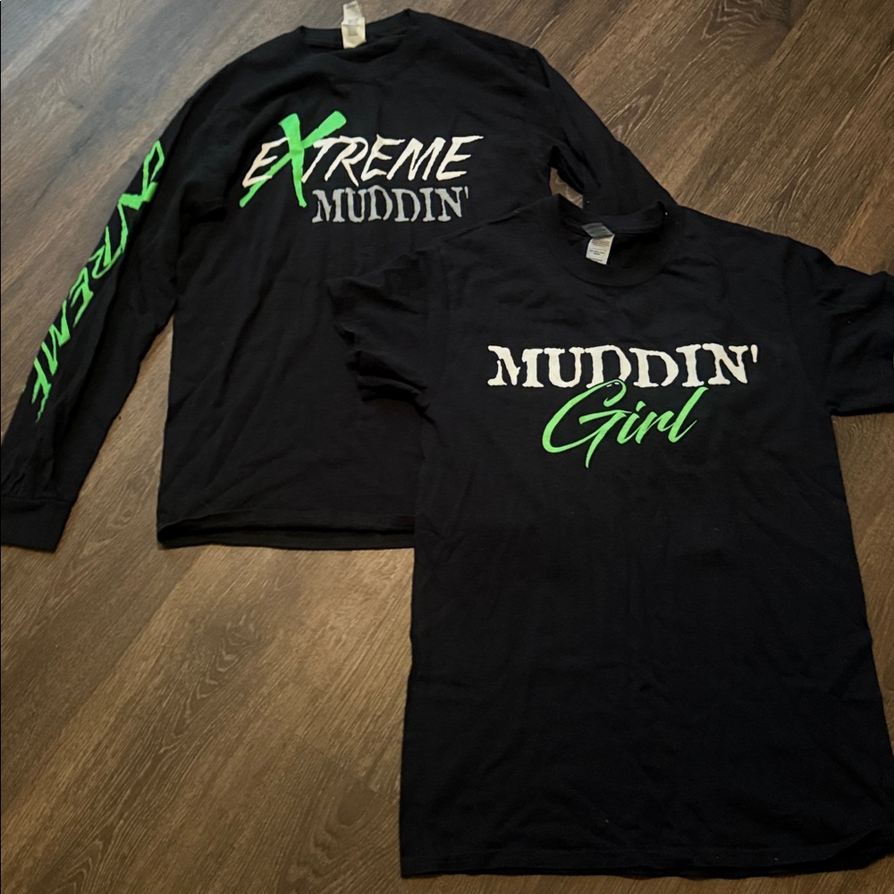 Extreme Muddin Black Long sleeve and short sleeve Shirt